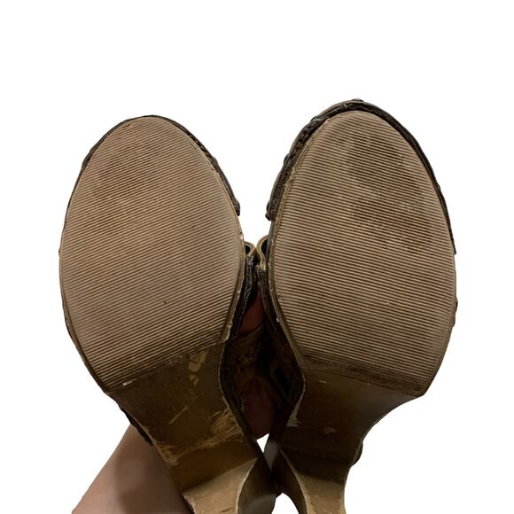 Candie's Vintage Platform Closed Toe Rachelle Vegan Leather Retro Heels Size 9 - Picture 6 of 7